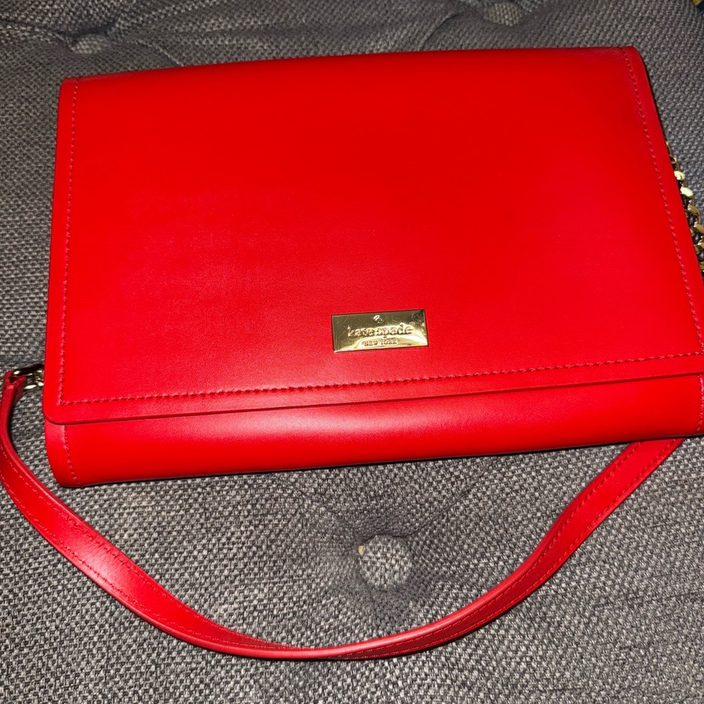Kate Spade Red Crossbody Bag with Gold Accents